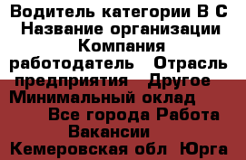 Водитель категории В.С › Название организации ­ Компания-работодатель › Отрасль предприятия ­ Другое › Минимальный оклад ­ 25 000 - Все города Работа » Вакансии   . Кемеровская обл.,Юрга г.